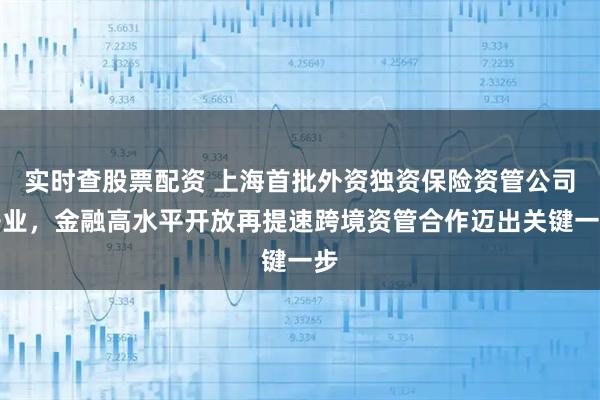 实时查股票配资 上海首批外资独资保险资管公司开业，金融高水平开放再提速跨境资管合作迈出关键一步